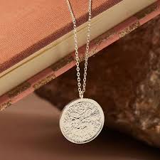 Necklace Lucky 6 Pence Charm Gold Plated