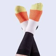 Sushi Sock Salmon Lovers in Black White Orange Green