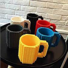 Coffee Mug with Building Blocks Build-on Brick Yellow