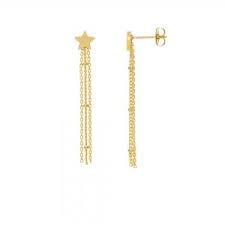 Earrings Star Chain Tassel Gold Plated