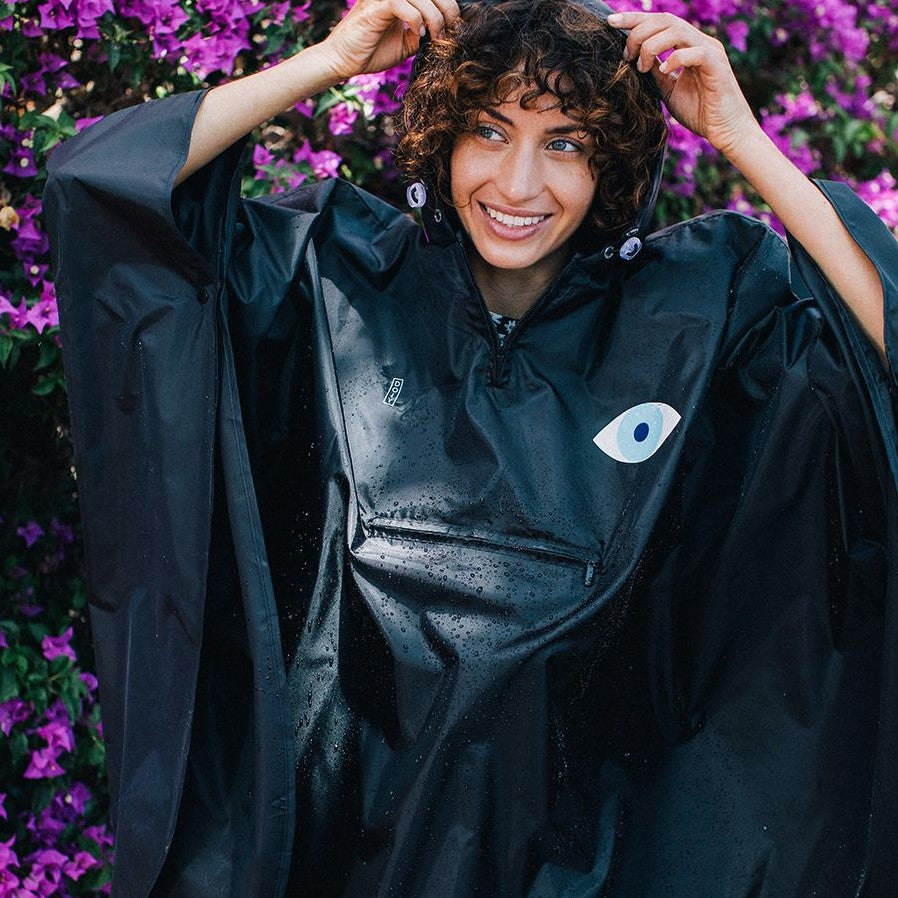 Rain Poncho Foldable Yolo Eye Black