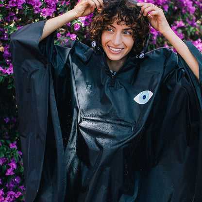 Rain Poncho Foldable Yolo Eye Black