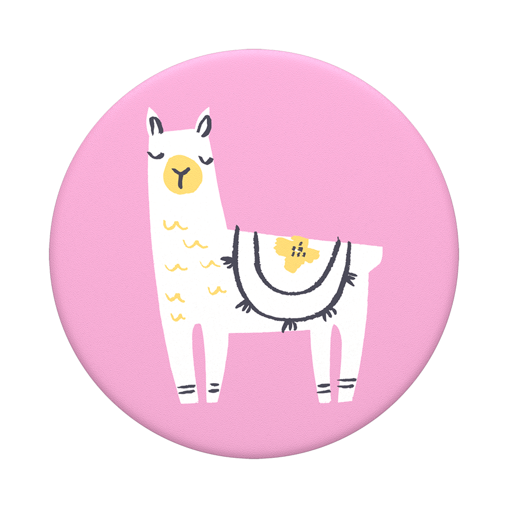 Mobile accessory expanding hand-grip and stand Popsocket with Llama illustrated