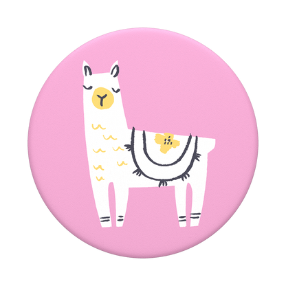 Mobile accessory expanding hand-grip and stand Popsocket with Llama illustrated