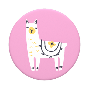 Mobile accessory expanding hand-grip and stand Popsocket with Llama illustrated