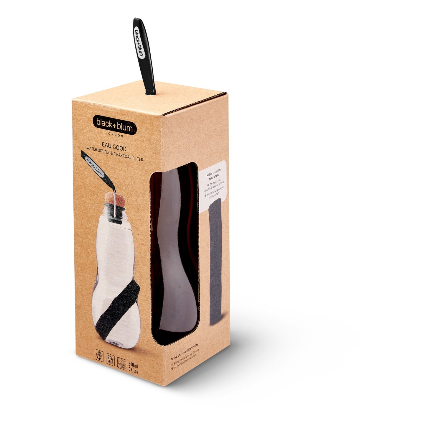 Water Bottle with Charcoal Filter in Black