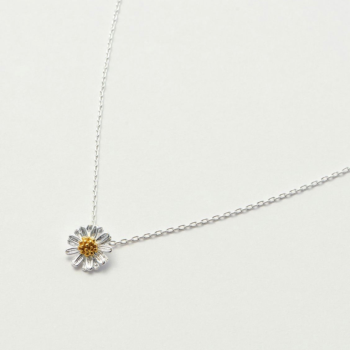 Necklace with a wildflower pendant in silver