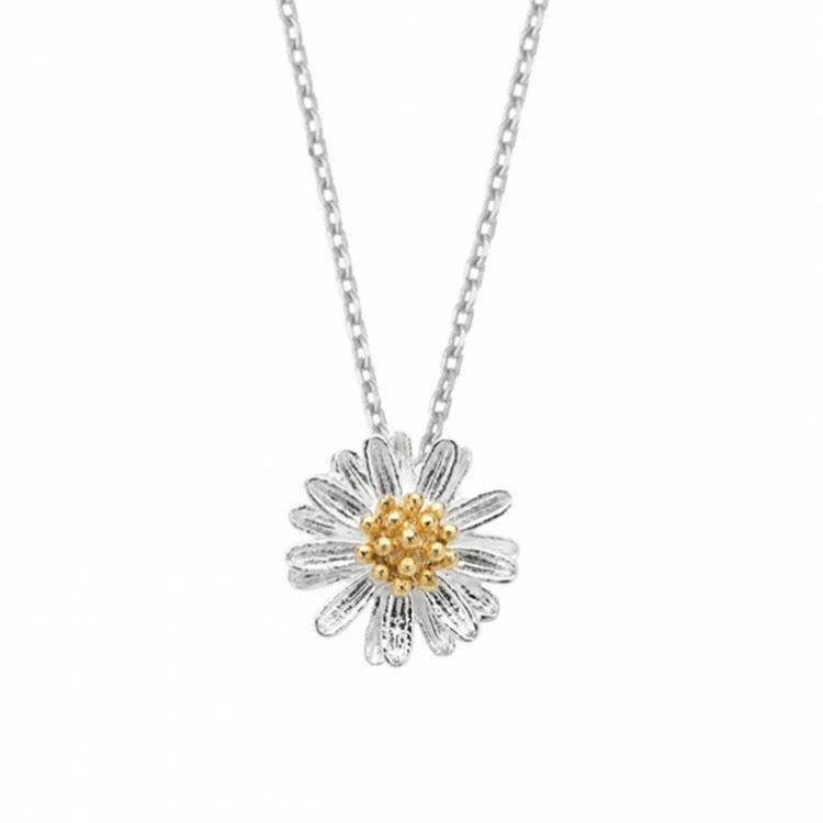 
            
                Load image into Gallery viewer, Necklace with a wildflower pendant in silver
            
        