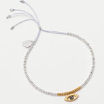 Bracelet with 'Evil eye' blue charm in gold and silver