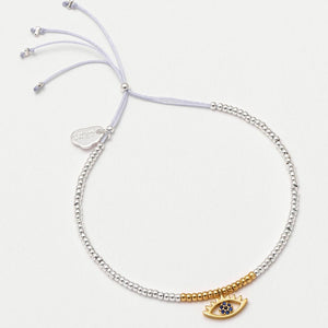 
            
                Load image into Gallery viewer, Bracelet with &amp;#39;Evil eye&amp;#39; blue charm in gold and silver
            
        