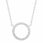 Necklace with a encrusted circle pendant in silver
