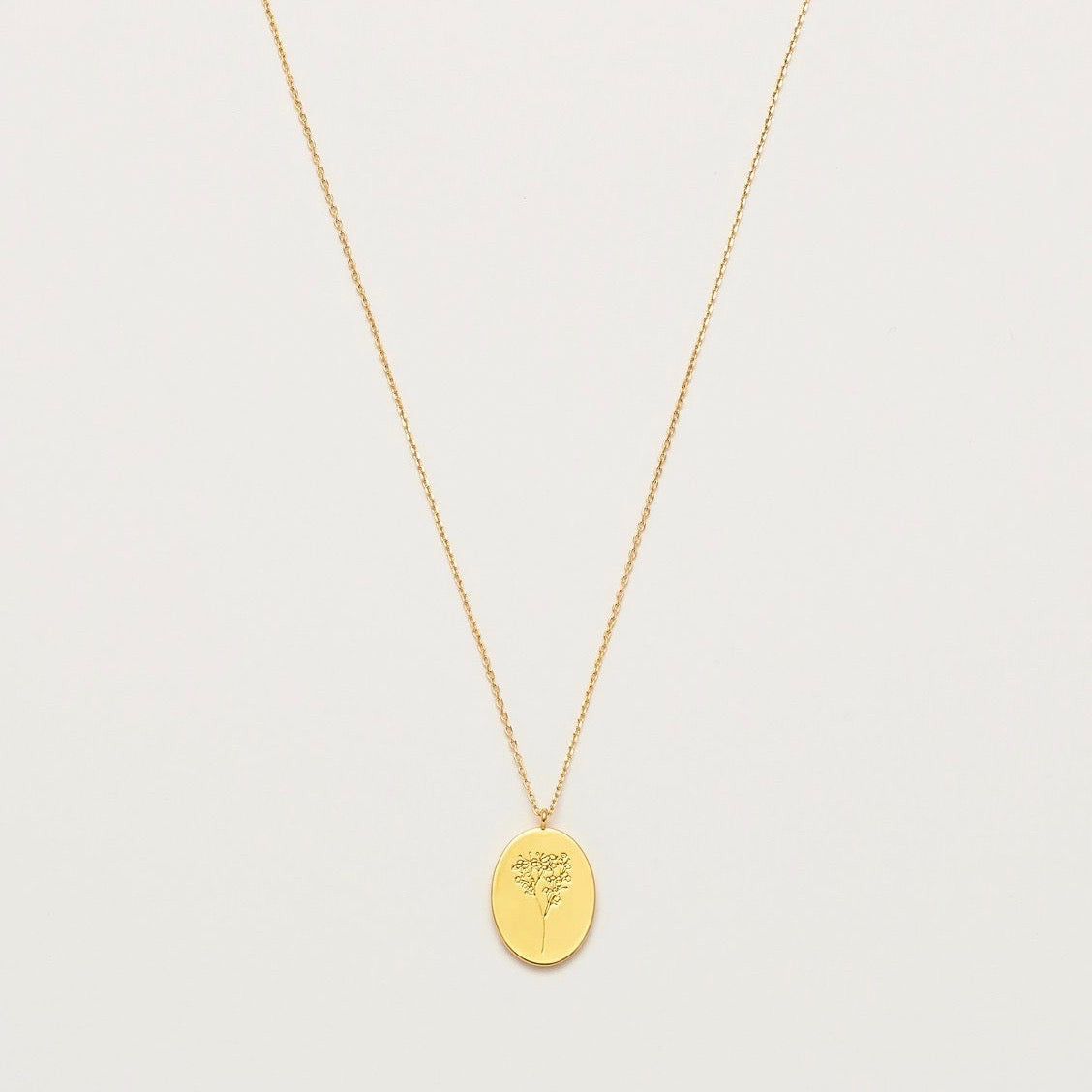 Necklace with flower gypsophila pendant in gold