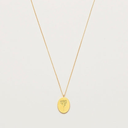 Necklace with flower gypsophila pendant in gold