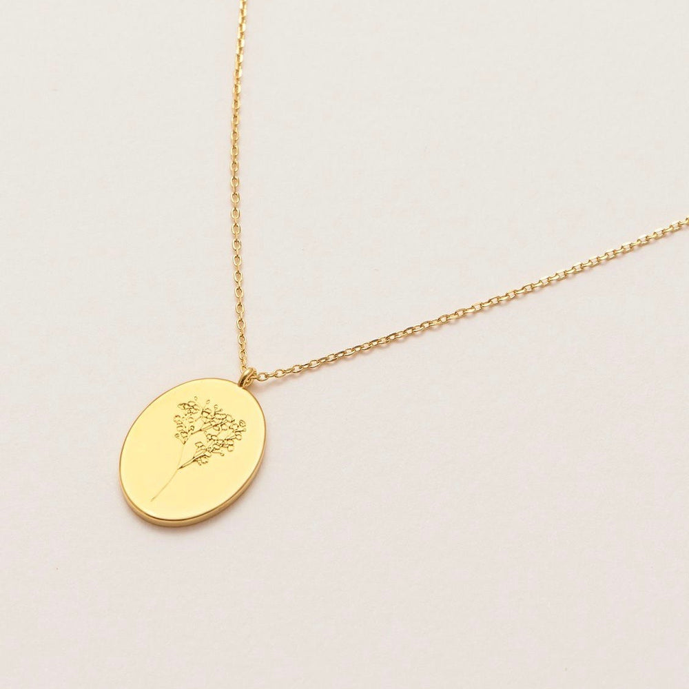 
            
                Load image into Gallery viewer, Necklace with flower gypsophila pendant in gold
            
        