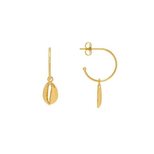 Earrings Shell Drop Hoop Gold Plated