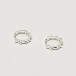 Hoop Earrings Granulated Huggie Silver Plated