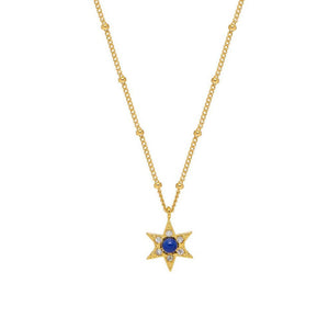 Necklace Lapis CZ Star - Gold Plated