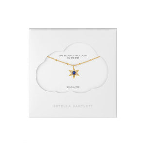 Necklace Lapis CZ Star - Gold Plated