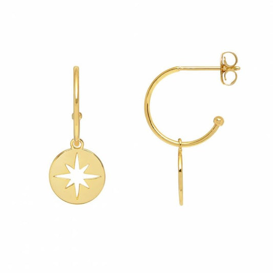 Earrings Gold Plated Starburst Disc Drop