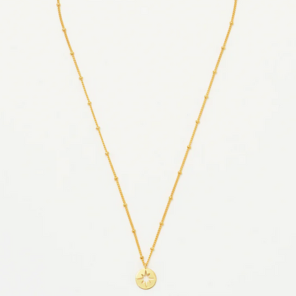 Charm Necklace Starburst Disk Gold Plated