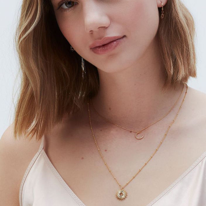 Necklace White Moon Gold Plated