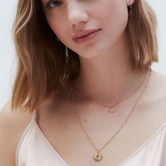 Necklace White Moon Gold Plated