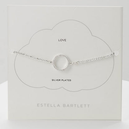 Silver bracelet with a circular cubic zirconia charm