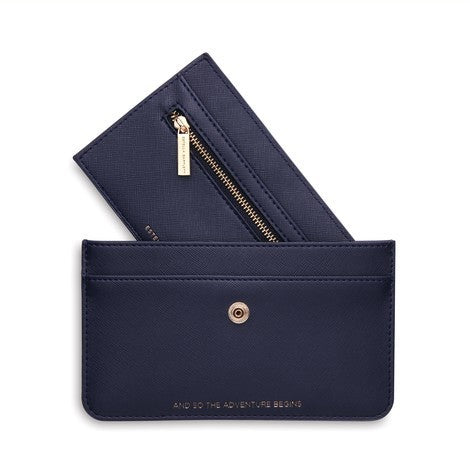 Travel document wallet in navy