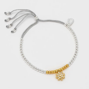 Daisy Charm Bracelet Gold Silver Plated with Cubic Zirconia