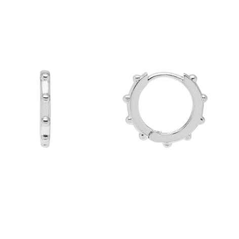 Earrings Granulated Huggie Silver Plated
