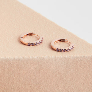 Earrings Mini Hoop CZ Rose Gold Plated