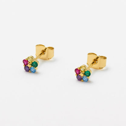 Earrings Mini CZ Flower Studs Gold Plated