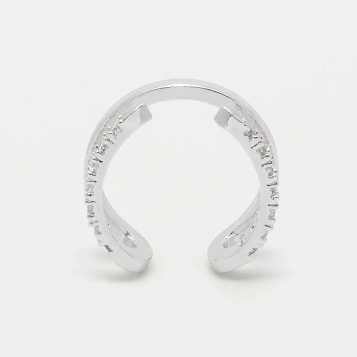 Ear Cuff Open Silver Plated Cubic Zirconia