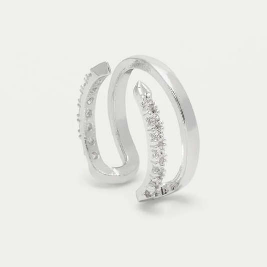 Ear Cuff Open Silver Plated Cubic Zirconia
