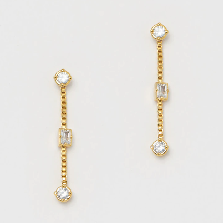 Drop Earrings Gold Cubic Zirconia Gem Estella Bartlett