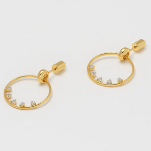 Earrings Teardrop Circle Gold Plated Cubic Zirconia