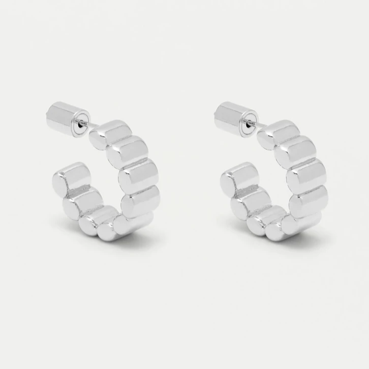 Earrings Beaded Hoop Plated Silver Estella Bartlett
