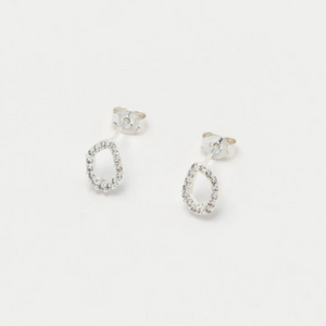 
            
                Load image into Gallery viewer, Silver Earrings Organic Pave Set Circle Studs
            
        