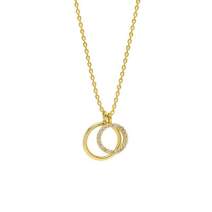 Necklace Double Circle Charm - Gold Plated