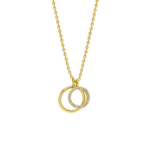 Necklace Double Circle Charm - Gold Plated