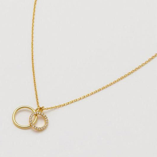 Necklace Double Circle Charm - Gold Plated