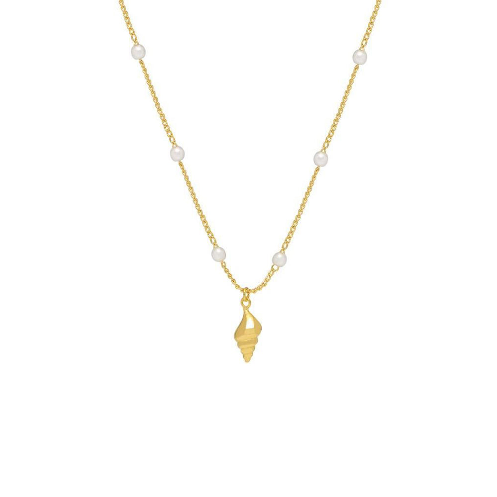 
            
                Load image into Gallery viewer, Necklace Shell &amp;amp; Bead in Gold
            
        
