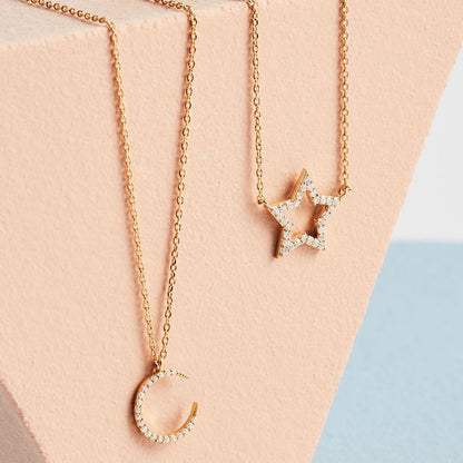 Necklace White Moon Gold Plated