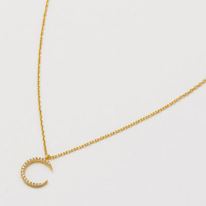 Necklace White Moon Gold Plated