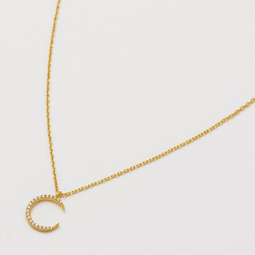 Necklace White Moon Gold Plated