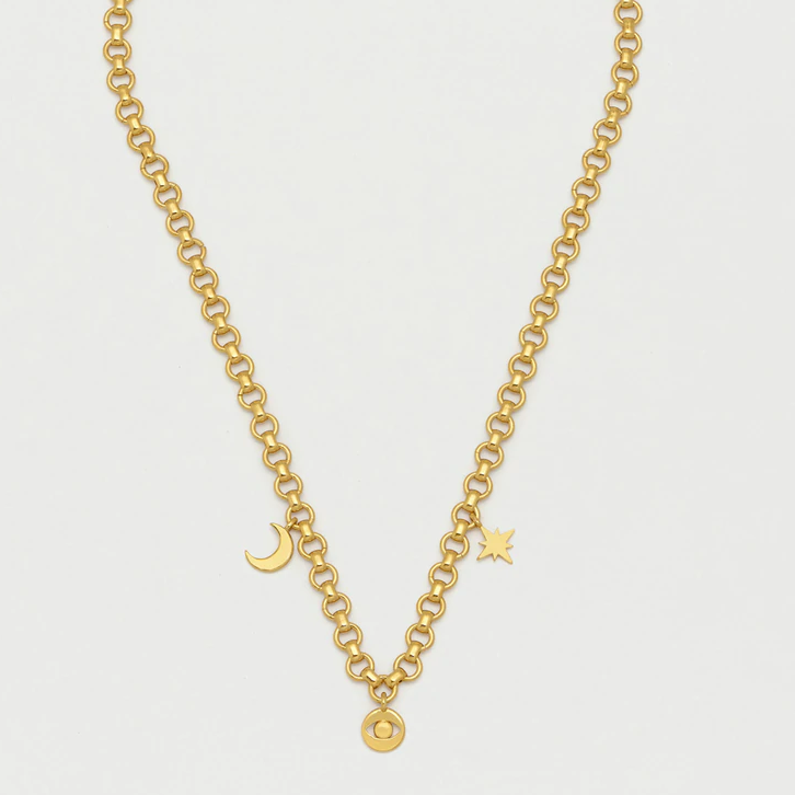 Necklace Gold Plated Charms Moon Star Eye Chunky Estella Bartlett