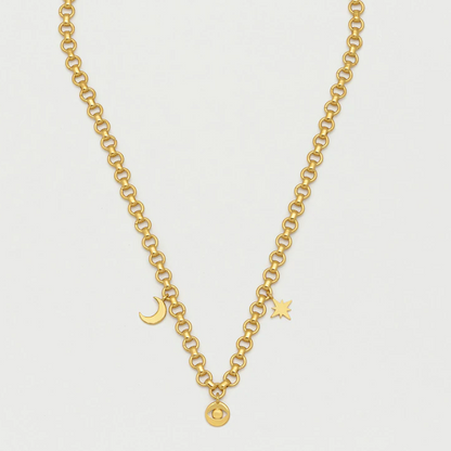 Necklace Gold Plated Charms Moon Star Eye Chunky Estella Bartlett