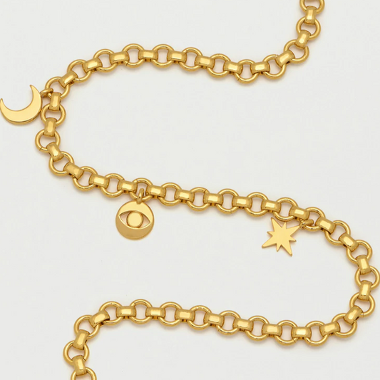 Necklace Gold Plated Charms Moon Star Eye Chunky Estella Bartlett