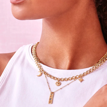 Necklace Gold Plated Charms Moon Star Eye Chunky Estella Bartlett