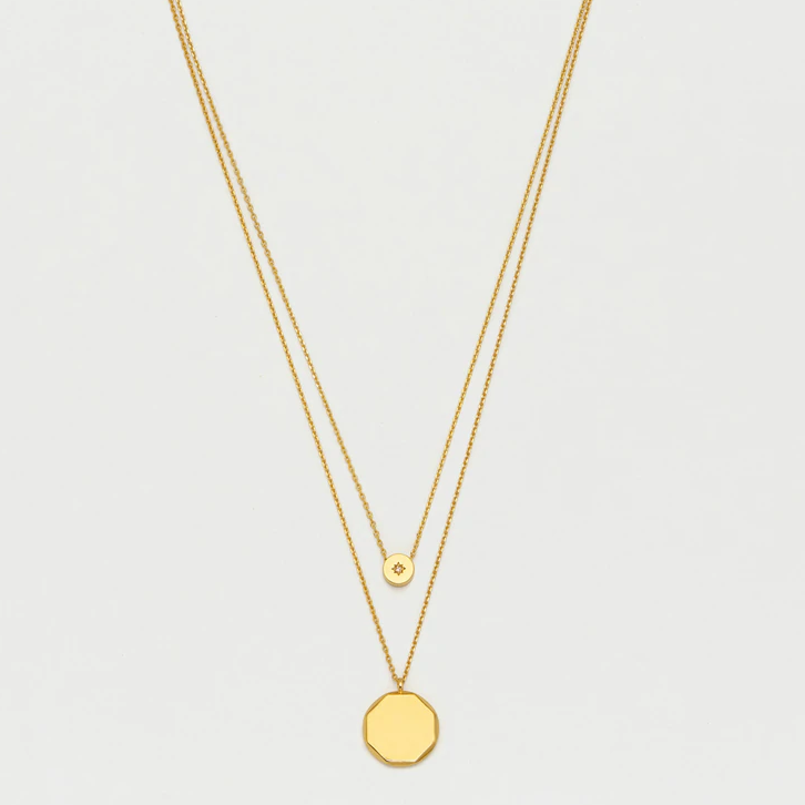 Necklace Double Charm Gold Plated Cubic Zirconia Star Estella Bartlett